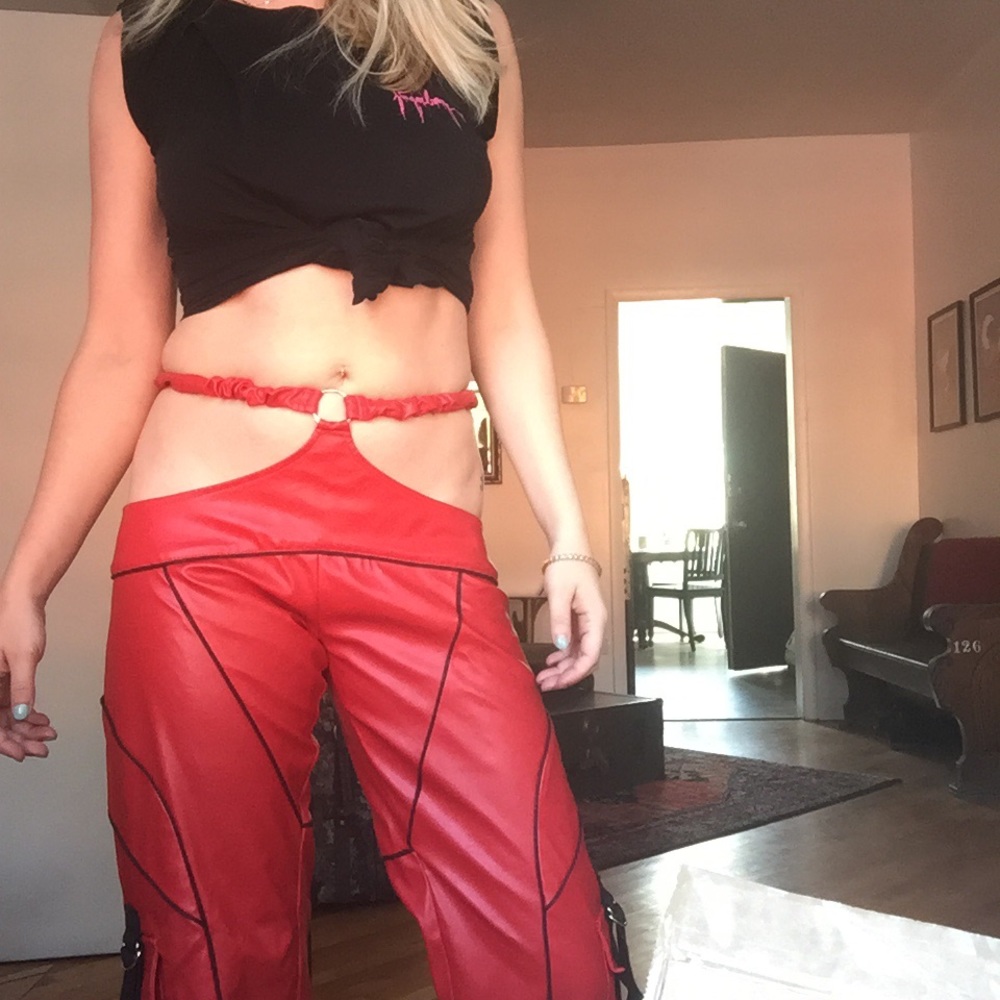 Namilia motocross red leather pants